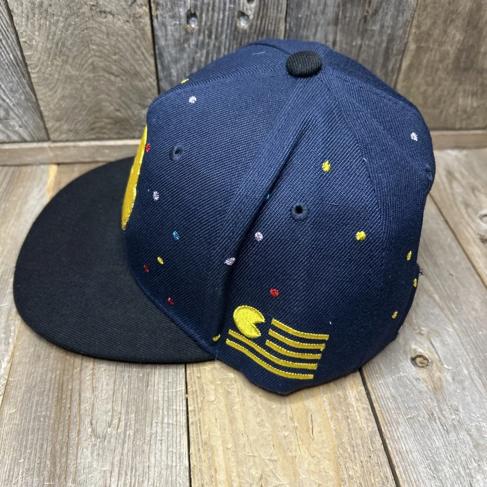 Pac Man Style Video Game Navy Blue‎ Snapback Hat Adjustable Two Tone Flat Brim